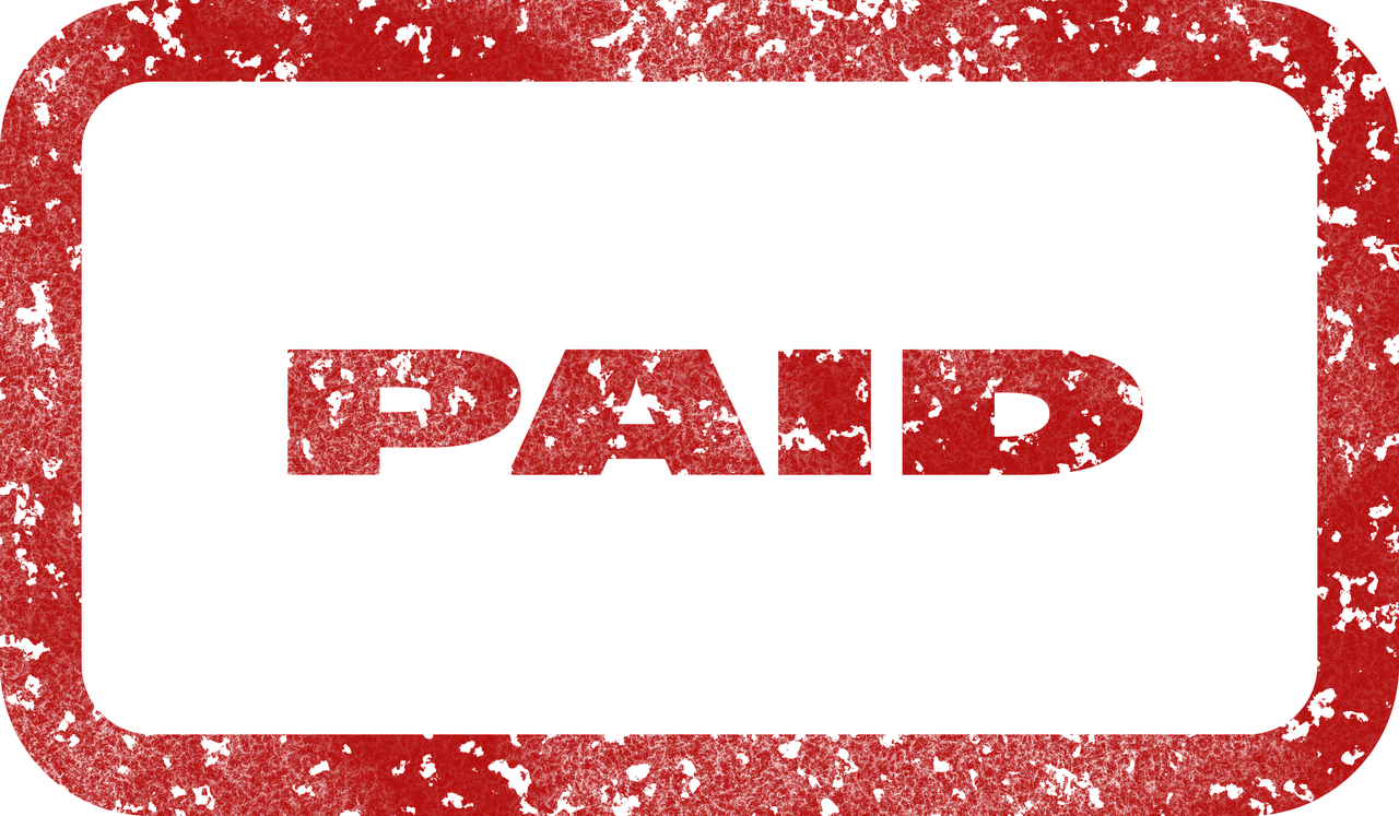 stamp, pay, paid